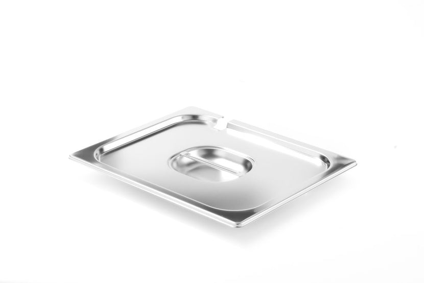 Hendi Profi Line gastronorm deksel 1/2 met uitsparing – rvs deksel met lepelopening voor bain-marie