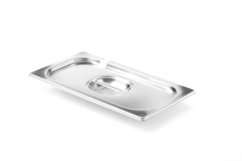 Hendi Profi Line gastronorm deksel 1/3 met uitsparing – rvs GN-deksel met opening voor sauslepel