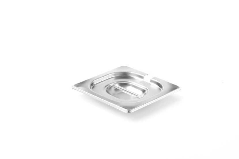 Hendi Profi Line gastronorm deksel 1/6 met uitsparing – klein rvs GN-deksel met lepelopening