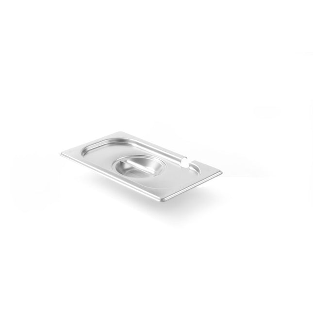 Hendi Kitchen Line gastronorm deksel 1/4 met uitsparing – compact rvs deksel met lepeluitsparing