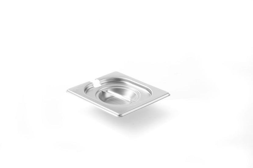 Hendi Kitchen Line gastronorm deksel 1/6 met uitsparing – klein rvs GN-deksel met lepelopening