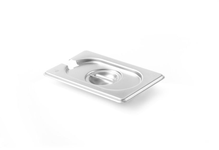 Hendi Kitchen Line gastronorm deksel 1/9 met uitsparing – mini rvs deksel met opening voor lepel