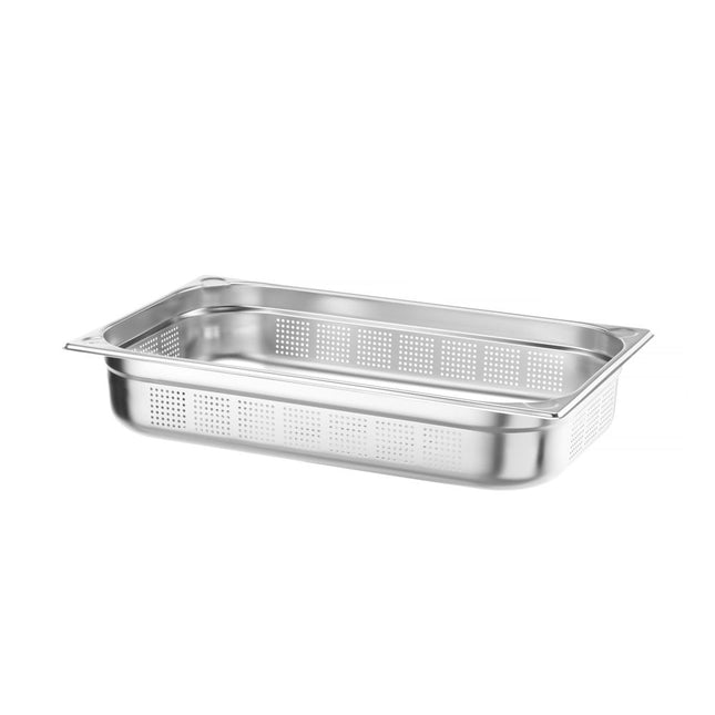 Hendi Kitchen Line gastronormbak 1/1 100 mm geperforeerd – diepe rvs gatenbak voor de grootkeuken