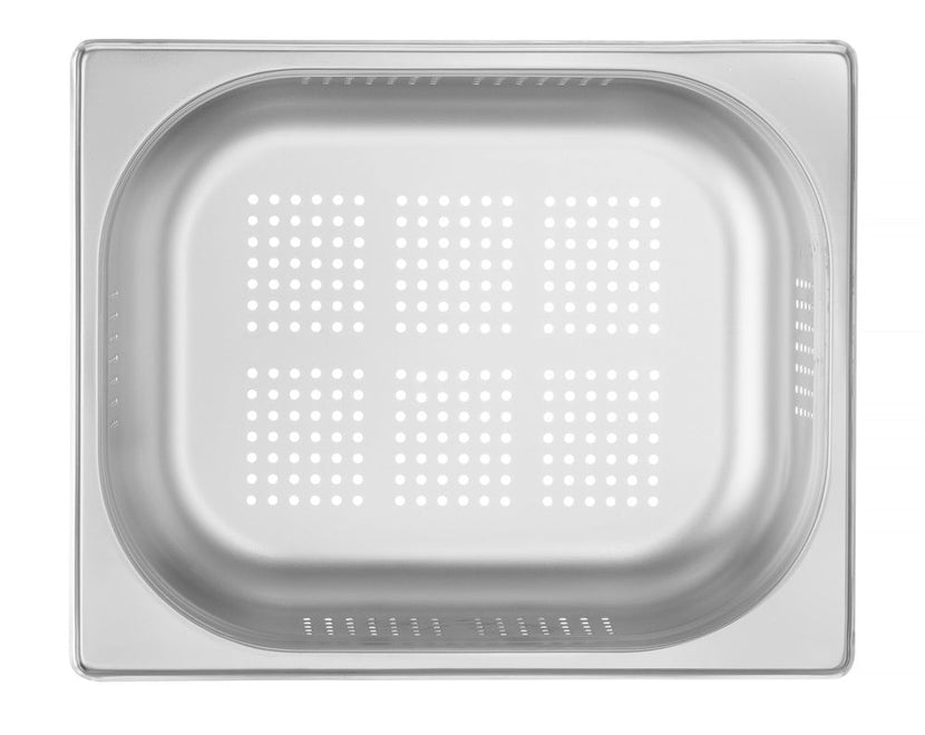 Hendi geperforeerde gastronormbak 1/2 100 mm – close-up van roestvrij staal met perforatie