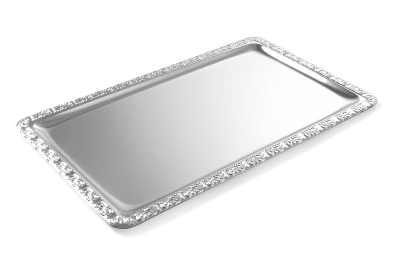 Hendi plateau GN 1/1 met decorrand – rvs 18/0 serveerblad voor buffet en receptie in de horeca