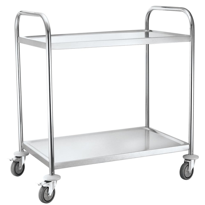 Hendi serveerwagen chroom 2 etages – verrijdbare trolley van opzij voor hotel en restaurant
