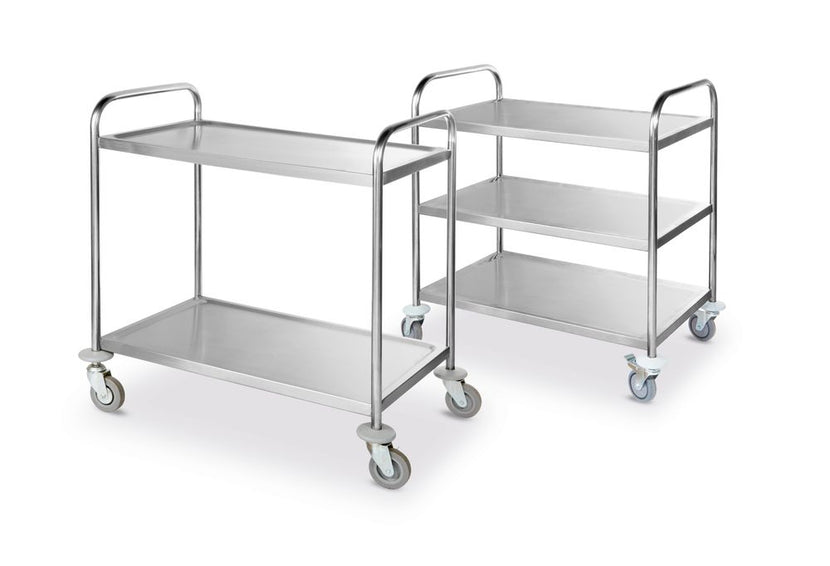 Hendi chroomstalen serveerwagen 3 etages – verrijdbare trolley voor restaurant, hotel en catering