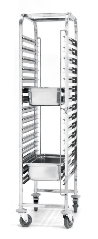 Hendi regaalwagen 15x GN 1/1 rvs 615x450x1695 mm – roestvrijstalen bakkenwagen voor de grootkeuken