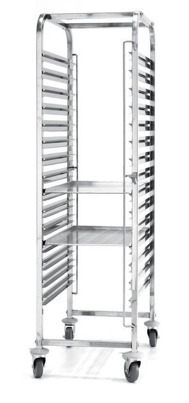 Hendi regaalwagen 15x 600x400 mm rvs 690x515x1695 mm – bakkerijwagen voor trays en bakplaten