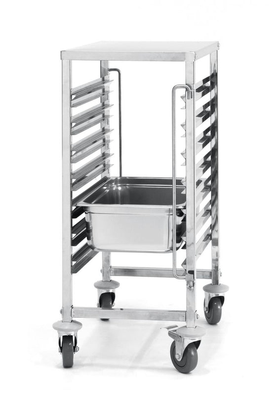 Hendi regaalwagen 7x GN 1/1 rvs 615x450x925 mm – lage bakkenwagen voor keuken en cateringtransport