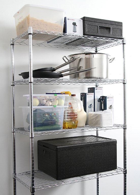 Hendi opbergrek verchroomd 5 schappen 455x910x1830 mm – stellingrek voor keuken en magazijn