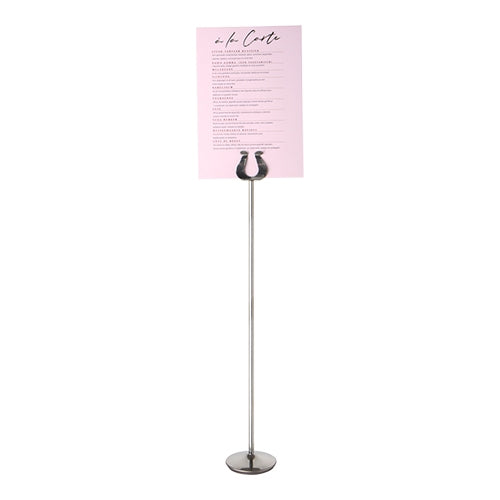 EMGA menustandaard RVS 46 cm detail – grote kaarthouder voor restaurant