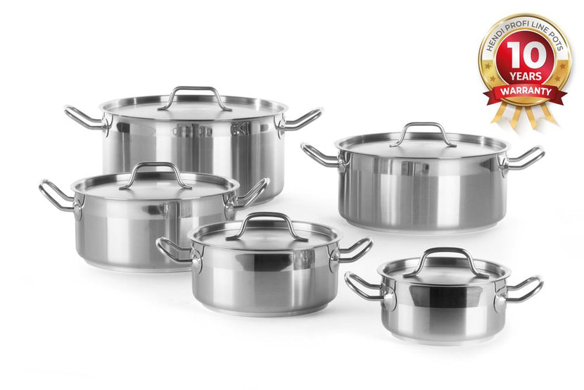 Hendi kookpan met deksel laag 280x120 mm 7,5 l rvs Profi Line voor keuken en catering