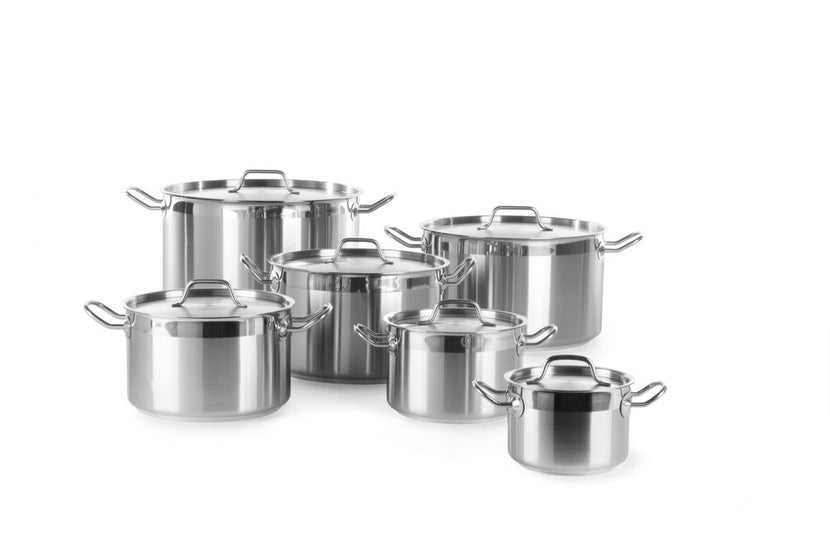 Grote roestvrijstalen kookpan Hendi 15 liter met deksel voor soep en bouillon in catering