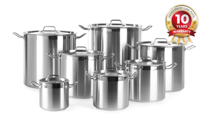 Hendi kookpan met deksel hoog 240x220 mm 10 l rvs Profi Line voor de professionele keuken