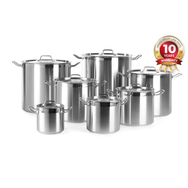 Hendi kookpan met deksel hoog 160x150 mm 3 l rvs Profi Line – hoge soeppan voor de keuken