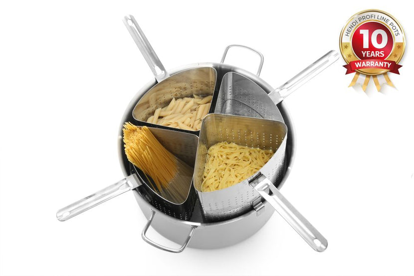 Roestvrijstalen pastamandje Hendi 1,5 liter voor pasta en groente koken in de restaurantkeuken