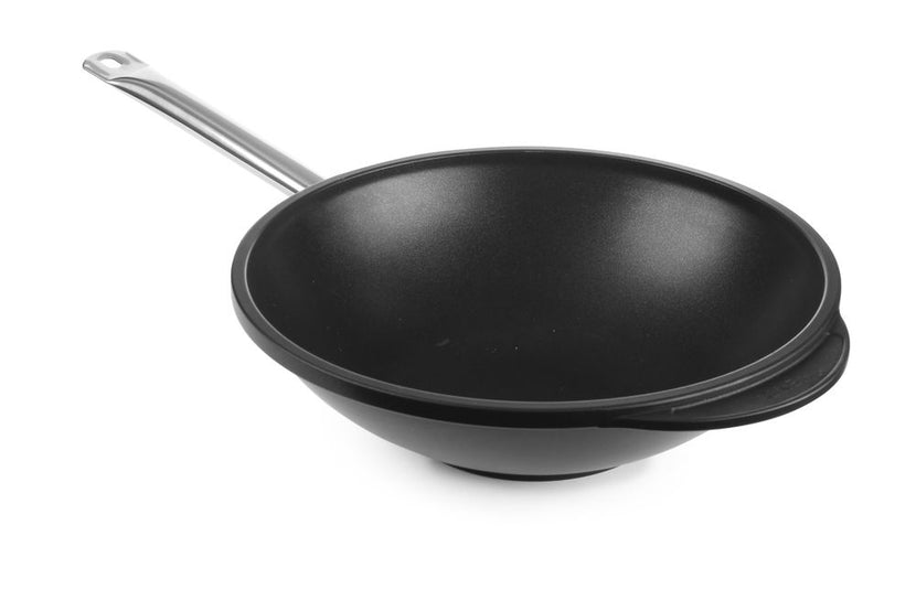 Hendi wokpan gietaluminium 320x100 mm met rvs handvat – lichte wok voor de professionele keuken