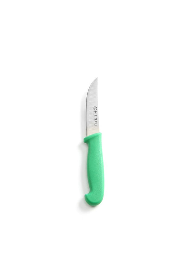 Hendi universeelmes kort 90 mm met groen PP-heft – kleurcodemes voor groente en fruit