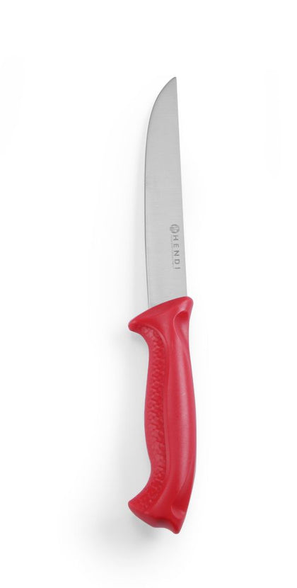Hendi vleesmes 150 mm met rood PP-heft – kleurcodemes voor rauw vlees in de horecakeuken