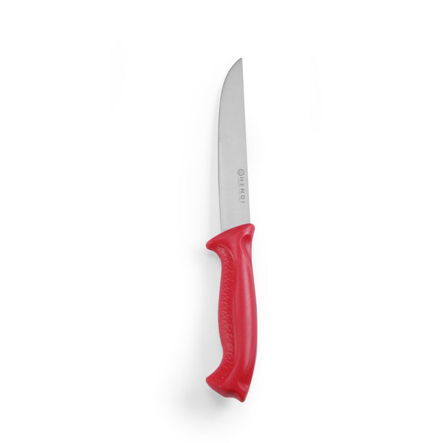 Hendi vleesmes 150 mm met rood PP-heft – kleurcodemes voor rauw vlees in de horecakeuken