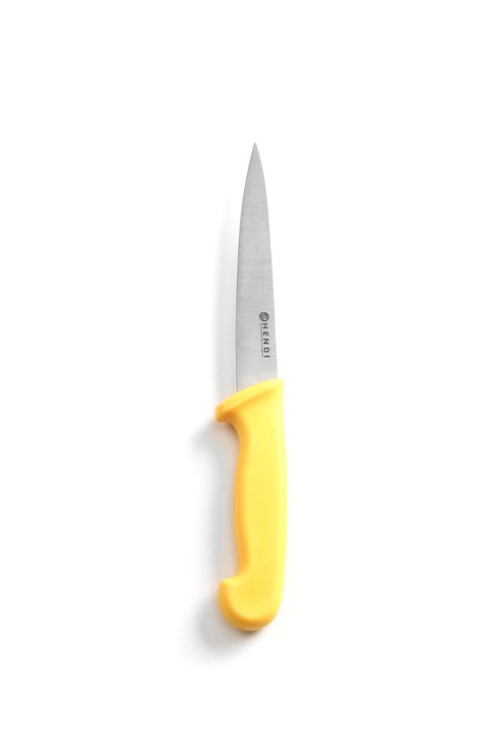Hendi fileermes 150/300 mm met geel PP-heft – kleurcodemes voor gevogelte in de horeca