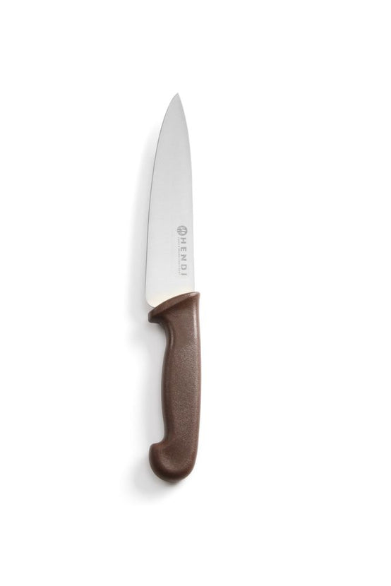 Hendi koksmes 180 mm met bruin PP-heft – kleurcodemes voor gebraden vlees in de catering