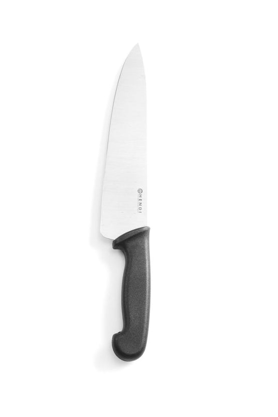 Hendi koksmes 240 mm met zwart PP-heft – groot rvs koksmes voor de professionele keuken