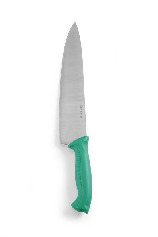 Hendi koksmes 240 mm met groen PP-heft – kleurcodemes voor groente in de horecakeuken