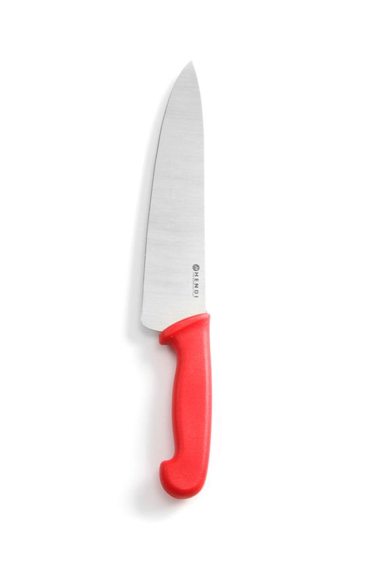 Hendi koksmes 240 mm met rood PP-heft – kleurcodemes voor rauw vlees in slagerij en restaurant