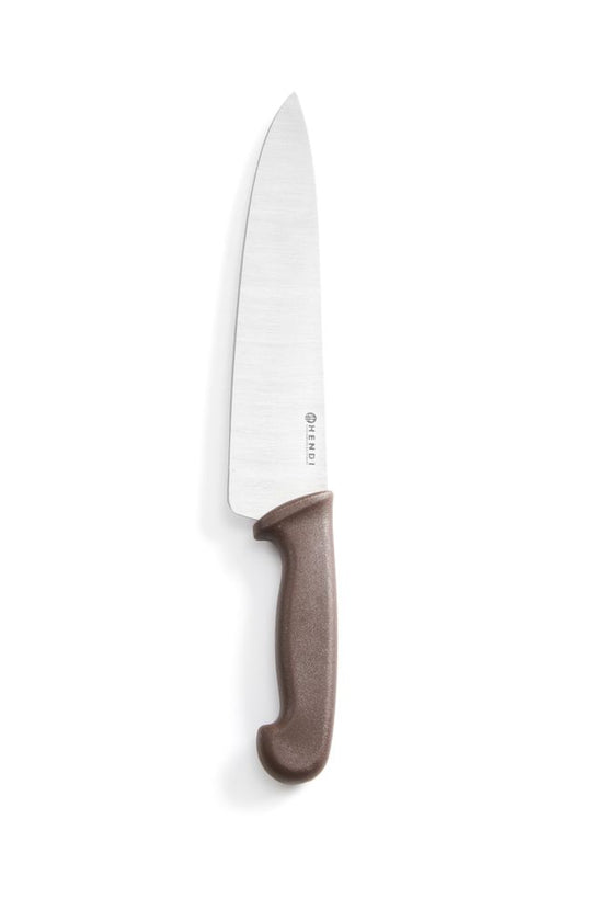 Hendi koksmes 240 mm met bruin PP-heft – kleurcodemes voor vleeswaren in catering en keuken