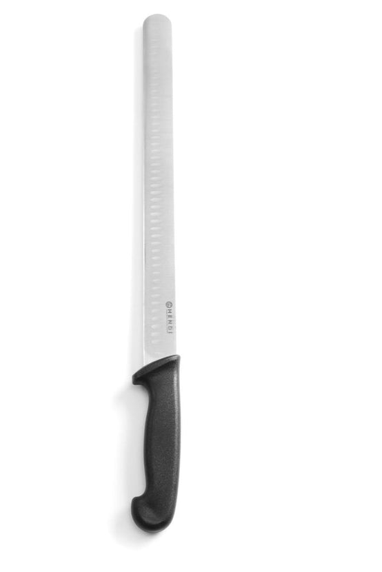 Hendi ham- en zalmmes 350 mm met zwart PP-heft – lang mes voor dun snijden in de horeca