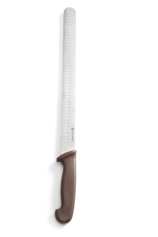 Hendi ham- en zalmmes 350 mm met bruin PP-heft – lang trancheermes voor vleeswaren en catering