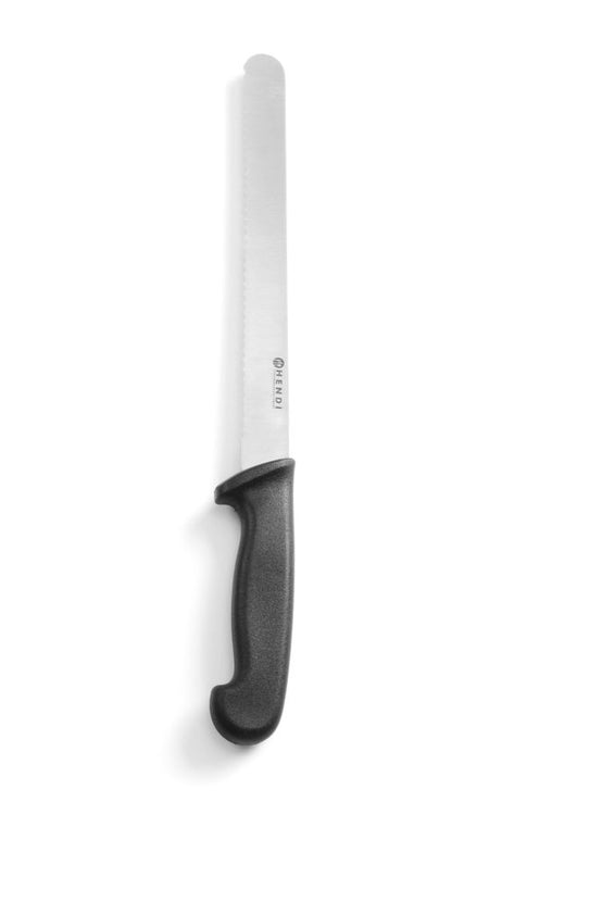 Hendi broodmes 250 mm met zwart PP-heft – gekarteld mes voor brood in bakkerij en keuken