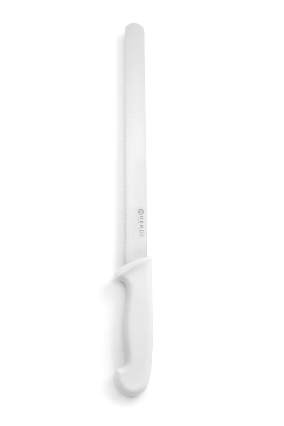 Hendi broodmes 300 mm met wit PP-heft – kleurcodemes voor brood snijden in de grootkeuken