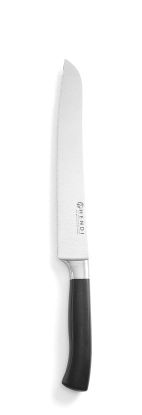 Hendi broodmes 215 mm met zwart POM-heft Profi Line – gekarteld mes voor bakkerij en horeca