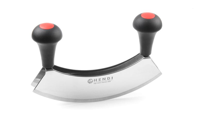 Hendi wiegemes dubbel 230 mm met zwarte PP-grepen Profi Line – dubbel hakmes voor verse kruiden