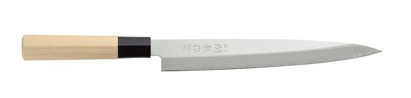 Hendi vismes Sashimi 210x340 mm gesmeed staal met houten heft voor vis fileren in de horeca