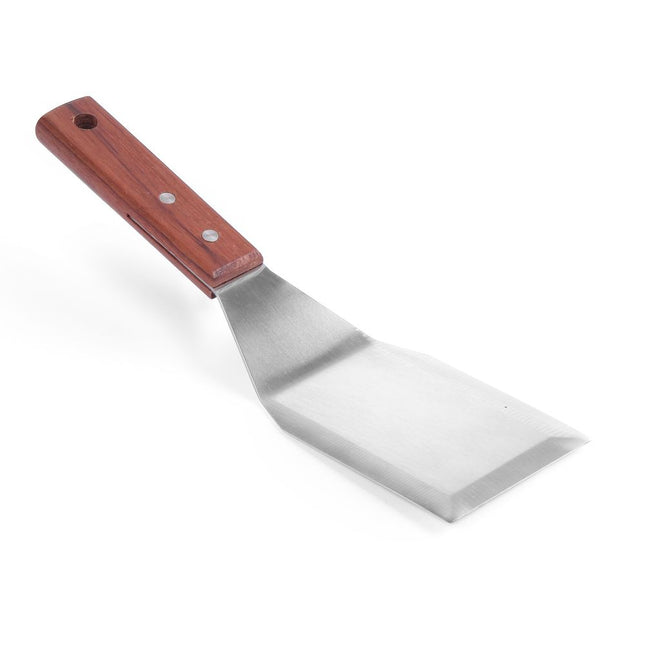 Hendi hamburgerturner 120x75x280 mm met houten greep – bakspatel voor grill en burgerbar
