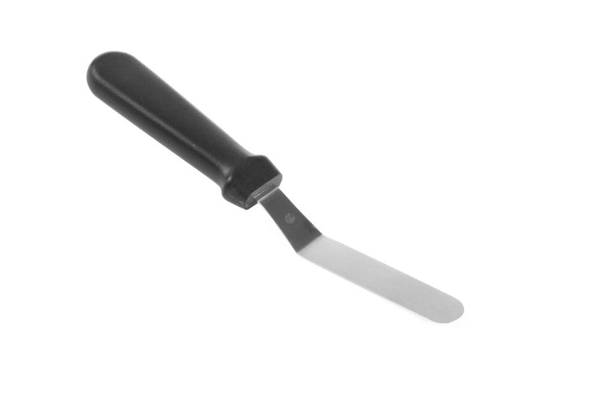 Hendi pannenkoekenmes 110x19 mm met zwarte PP-greep – klein paletmes voor keuken en patisserie