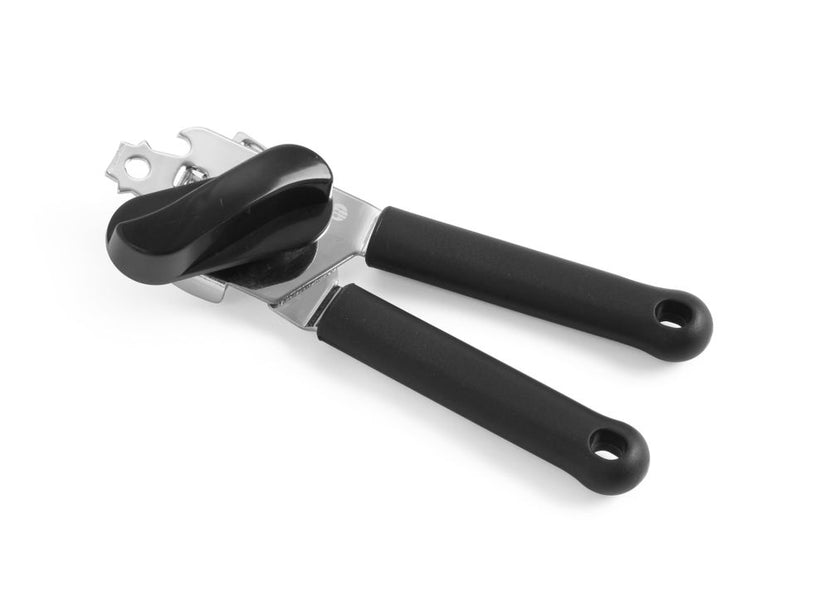 Hendi blikopener met zwarte PP-greep 200 mm – stevige rvs blikopener voor keuken en catering