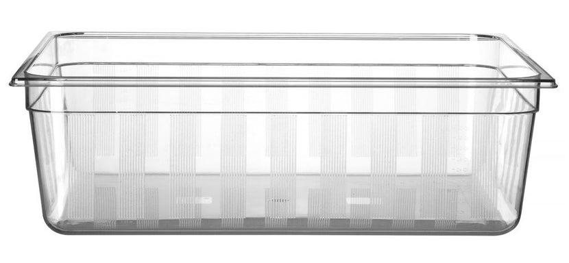 Transparante GN 2/1 bak Hendi van polycarbonaat voor voedselopslag in de horecakeuken