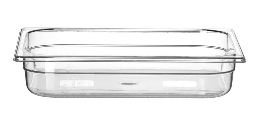 Hendi gastronormbak 1/2 65 mm polycarbonaat transparant – lage GN-bak voor buffet en saladette