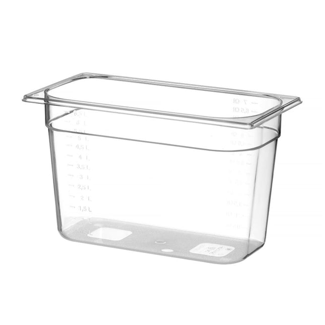 Hendi gastronormbak 1/3 65 mm polycarbonaat transparant – lage GN-bak voor saladette en bar