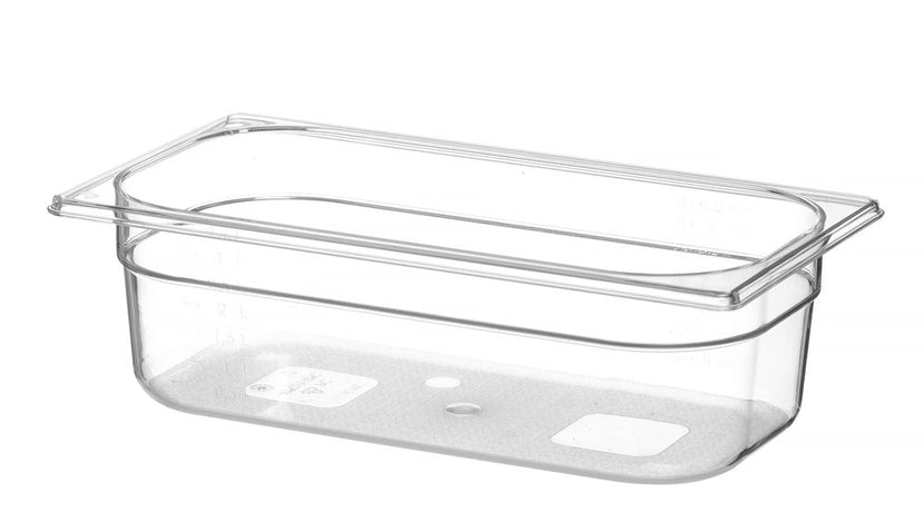 Transparante GN 1/3 bak Hendi 100 mm diep, stapelbaar voor keuken en catering