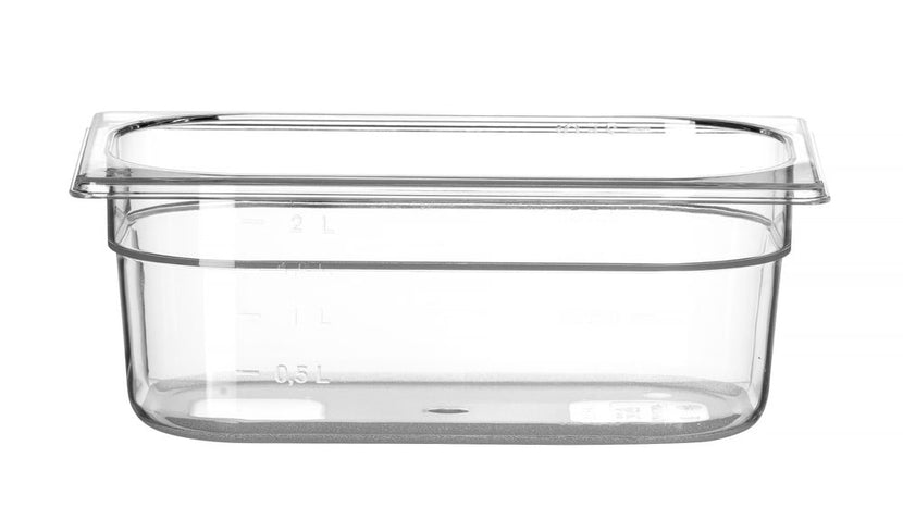 Hendi gastronormbak 1/4 100 mm polycarbonaat transparant – compacte GN-bak voor bar en keuken