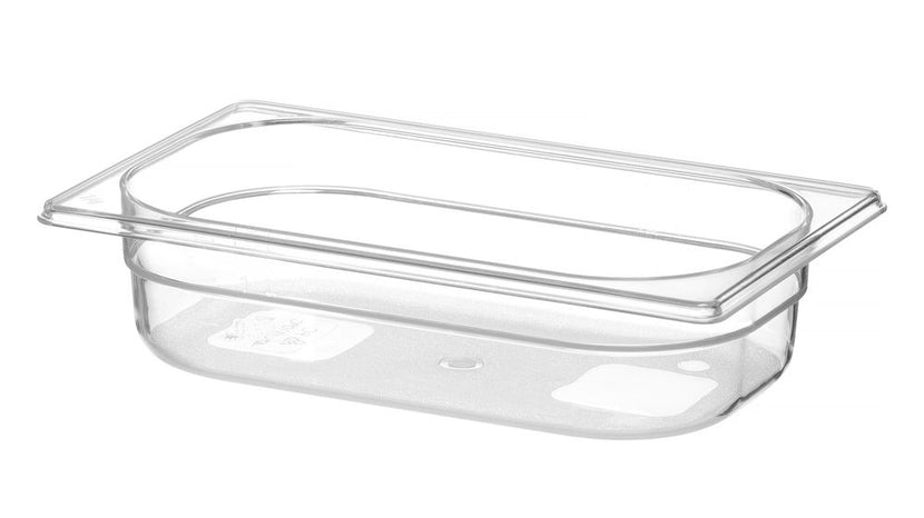 Transparante GN 1/4 bak Hendi 65 mm diep voor sauzen en toppings in bar en keuken