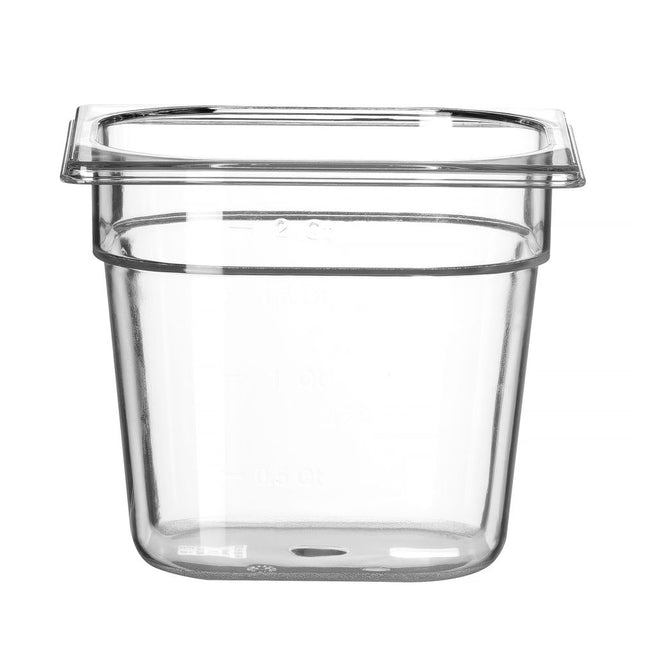 Hendi gastronormbak 1/6 150 mm polycarbonaat transparant – kleine GN-bak voor saladette en bar