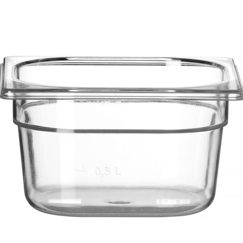 Hendi gastronormbak 1/6 100 mm polycarbonaat transparant – GN-bak voor pizzabar en saladette