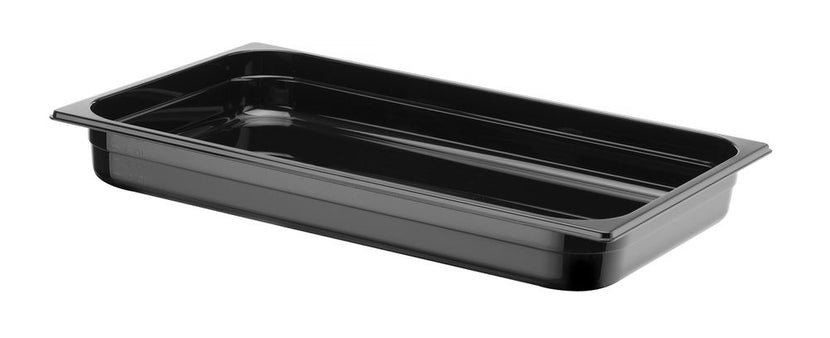 Zwarte GN 1/1 bak Hendi 65 mm diep van polycarbonaat voor stijlvolle buffetlijn in de horeca